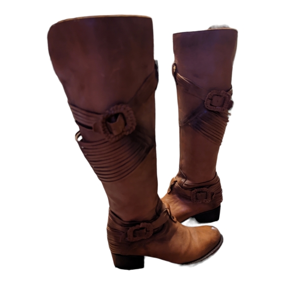 RARE Freebird by Steven "Stela" Braided Boots Burnished Cognac Brown Siz… - Picture 4 of 10